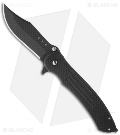 John Kubasek Carbon Fiber Clip Point Flipper Knife (4" CF/D2)