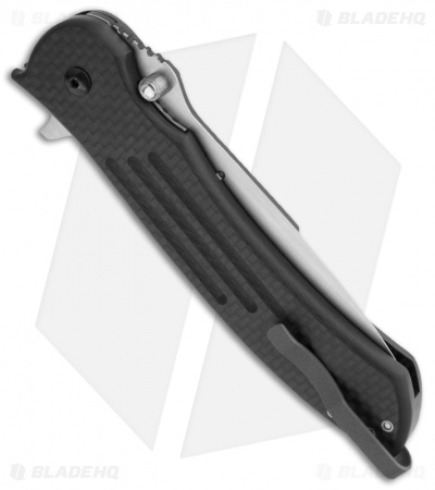 John Kubasek Carbon Fiber Drop Point Flipper Knife (4" CF/D2)