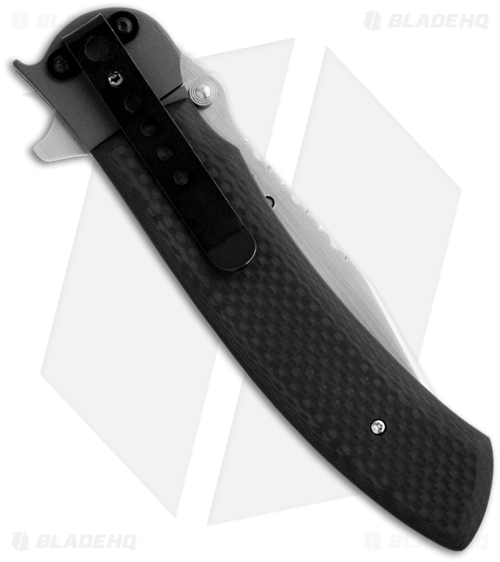 John Kubasek Modified Fighting Tanto Recurve Carbon Fiber Flipper Knife (Satin)