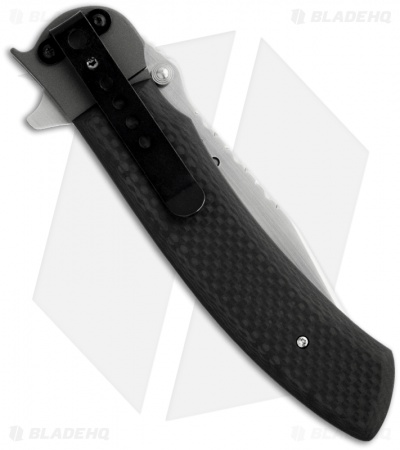 John Kubasek Modified Fighting Tanto Recurve Carbon Fiber Flipper Knife (Satin)