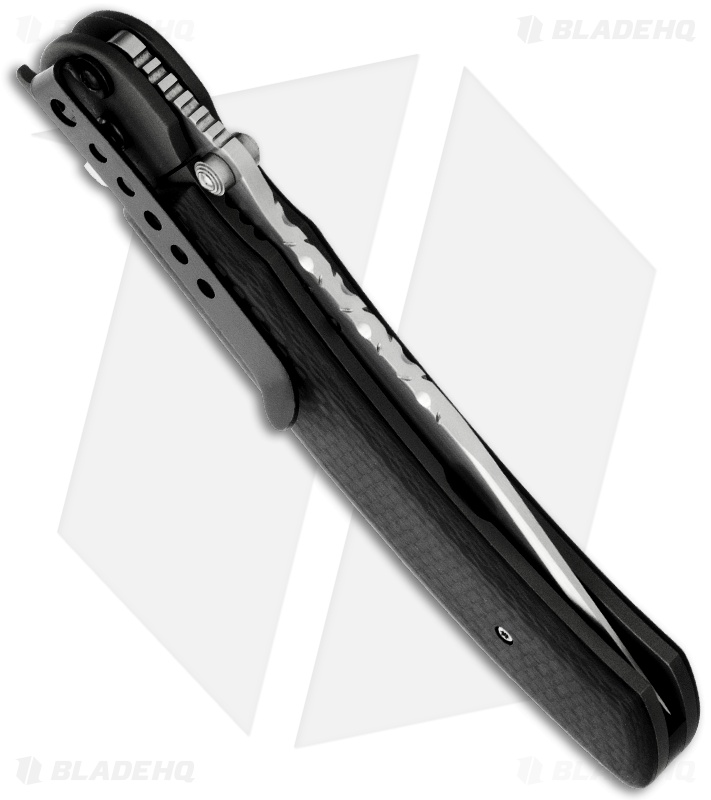 John Kubasek Modified Fighting Tanto Recurve Carbon Fiber Flipper Knife (Satin)