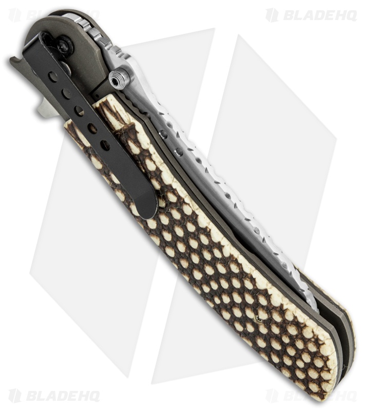 John Kubasek Wharncliffe Flipper Knife Armadillo Skin Handle (4" Hand Satin)