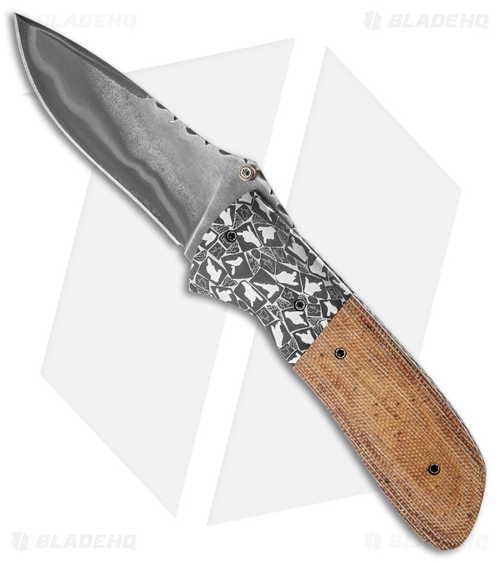 Burr Oak Knives Viper Knife Tan Canvas Micarta (3.5" San Mai)