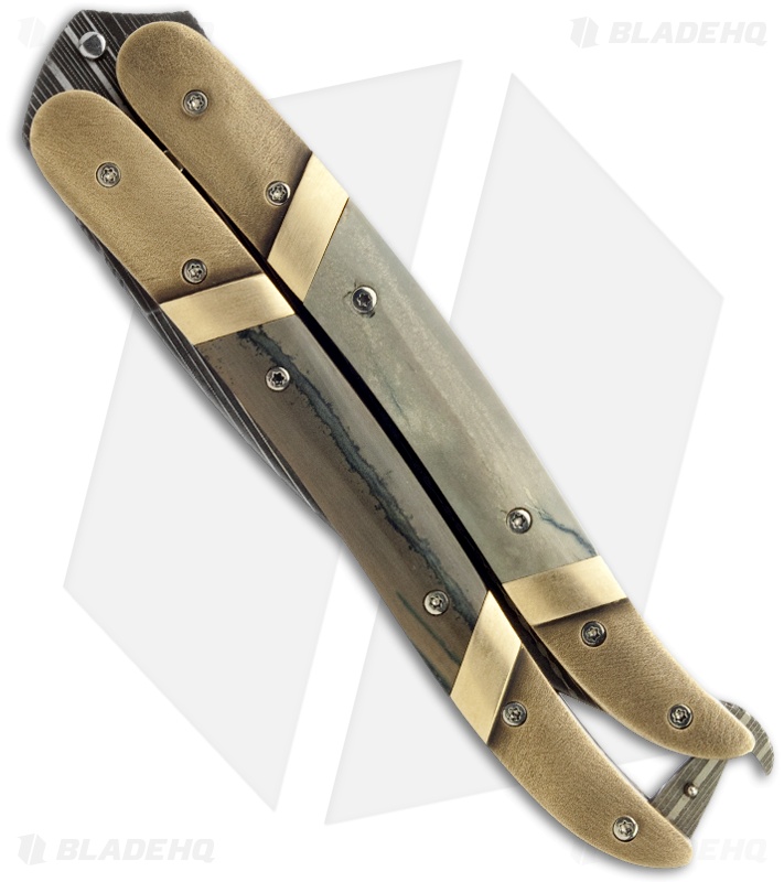 Corrie Schoeman Balisong Butterfly Knife Bronze & Mammoth Ivory (Damascus)