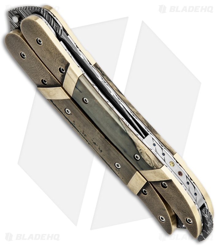 Corrie Schoeman Balisong Butterfly Knife Bronze w/ Mammoth Ivory (Damascus)