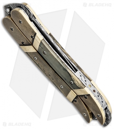 Corrie Schoeman Balisong Butterfly Knife Bronze w/ Mammoth Ivory (Damascus)