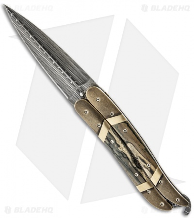 Corrie Schoeman Balisong Butterfly Knife Bronze w/ Mammoth Ivory (Damascus)