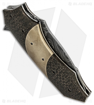 Corrie Schoeman Impact Flipper Folder Knife Lightning Strike CF (3.25" Damascus)