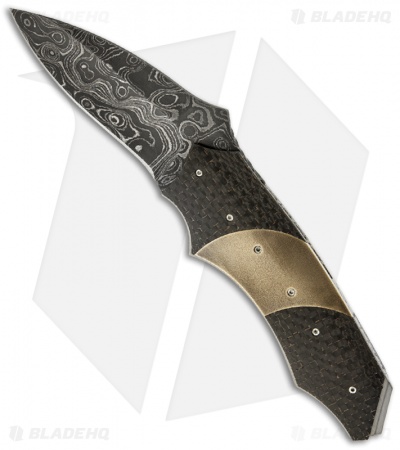 Corrie Schoeman Impact Flipper Folder Knife Lightning Strike CF (3.25" Damascus)