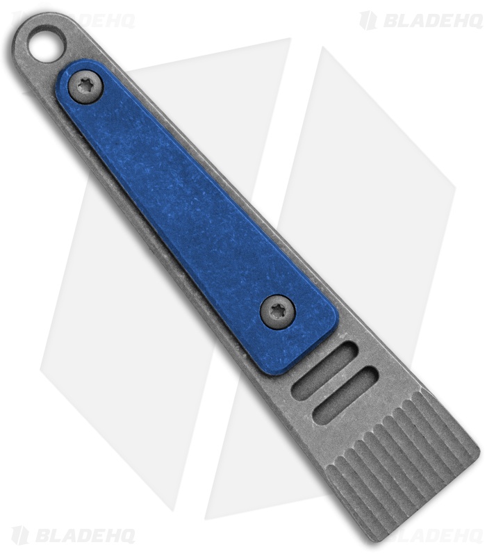 Serge Panchenko Custom Titanium Keychain Prybar Blue Anodized 