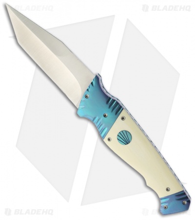 Rainy Vallotton Custom Triad Automatic Knife Ivory (3.6" Satin)