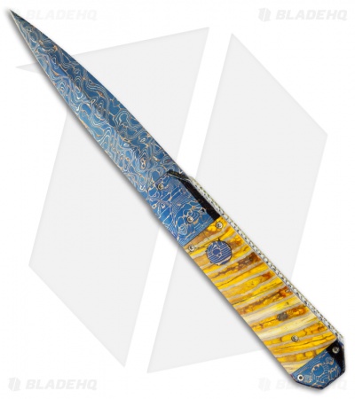 Rainy Vallotton Custom Coffin Dagger Blade Automatic Knife (4.15" Damascus)