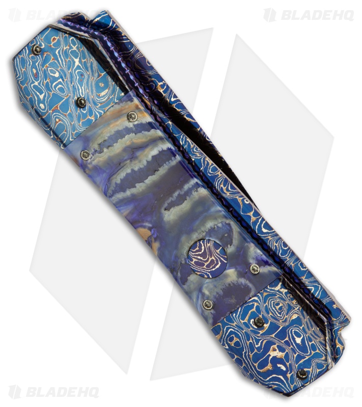Rainy Vallotton Double-Ended Coffin Dagger Automatic Knife Damascus (2 Blades)