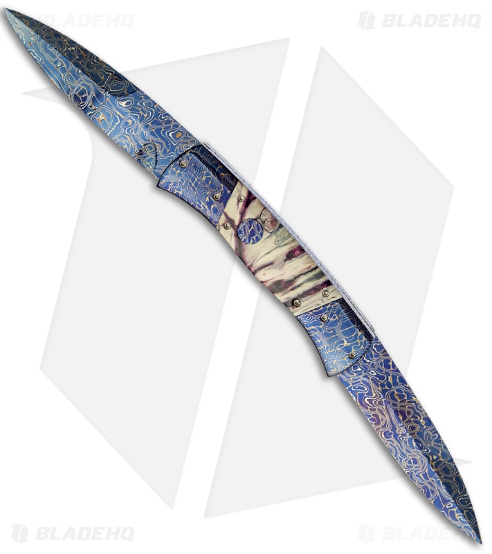 Rainy Vallotton Custom Small TNT Dual Blade Knife Mammoth Molar (Damascus)