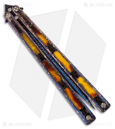 Kyle Vallotton Traditional Proto Damascus Butterfly Knife