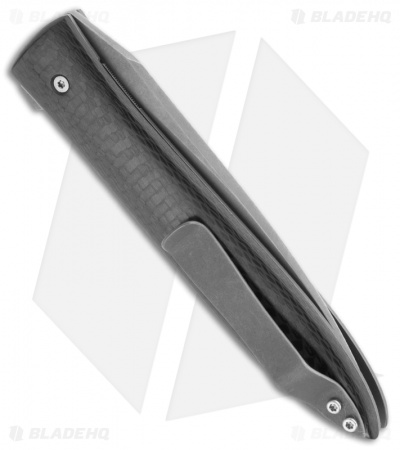 Brad Zinker Wharncliffe Knife Carbon Fiber Linerlock Flipper (3.75" Stonewash)