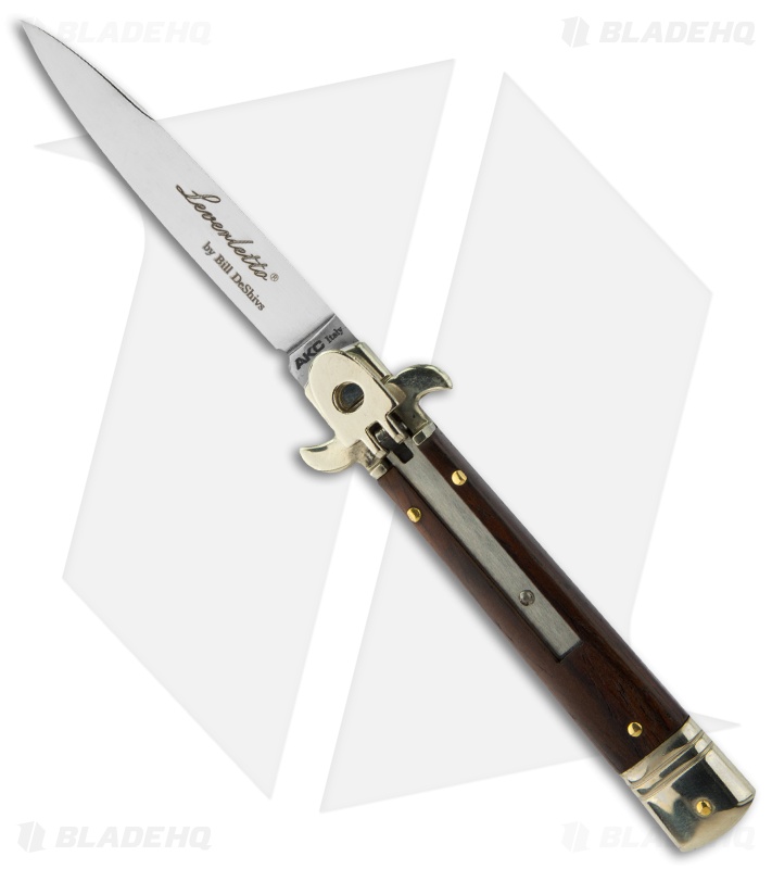 AKC Leverletto 7.75" Lever Lock Auto Italian Knife Cocobolo/Brass (3.2" Flat)