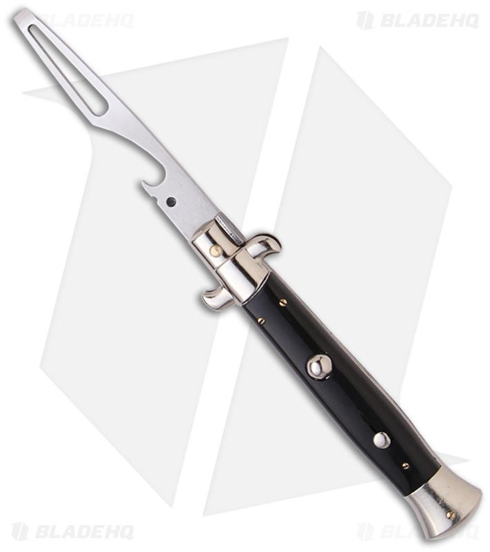 Frank B 8.5" Italian Stiletto Automatic Bottle Opener Black