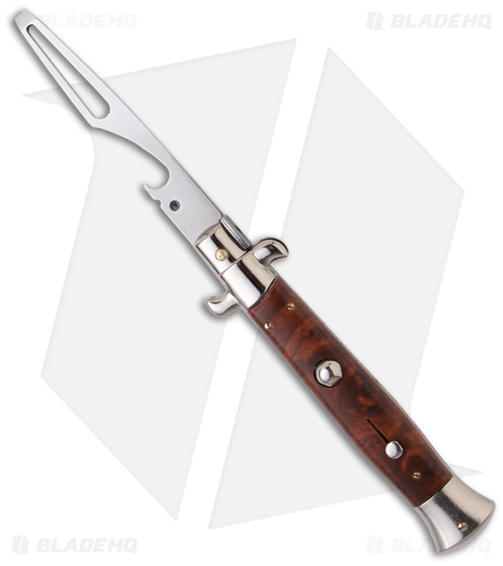 Frank B 8.5" Italian Stiletto Automatic Bottle Opener Sim Briar Wood