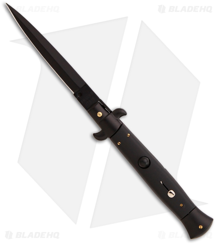 Frank B 9" Italian Stiletto Automatic Knife Tactical Black (4" Black Dagger)