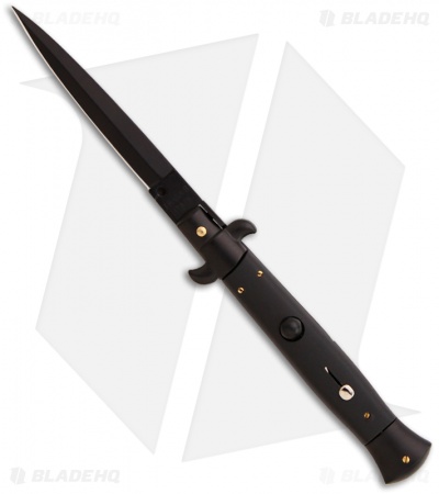 Frank B 9" Italian Stiletto Automatic Knife Tactical Black (4" Black Dagger)