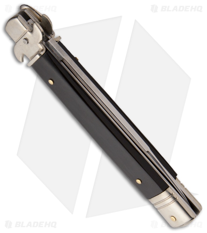 AKC Leverletto  9" Lever Lock  Automatic Italian Knife Dark Horn (4" Satin Flat)