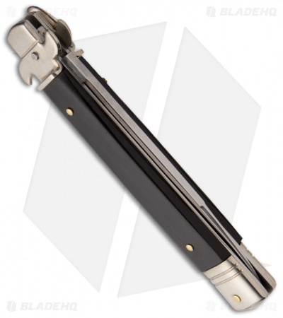 AKC Leverletto  9" Lever Lock  Automatic Italian Knife Dark Horn (4" Satin Flat)
