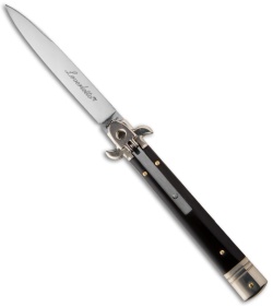 AKC Leverletto  9" Lever Lock  Automatic Italian Knife Dark Horn (4" Satin Flat)