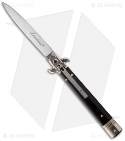 AKC Leverletto  9" Lever Lock  Automatic Italian Knife Dark Horn (4" Satin Flat)