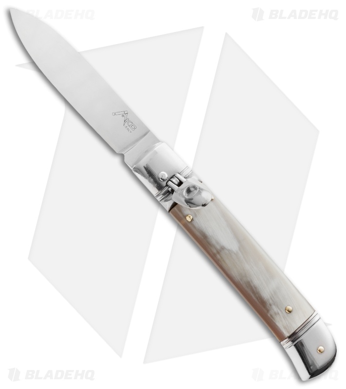 AKC Classic 8" Lever Lock Automatic Italian Knife Honey Horn (3.2" Polish Flat)