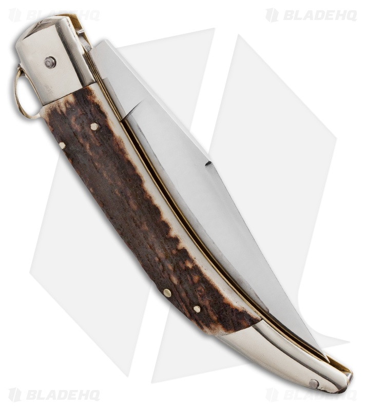 AGA Campolin Catalana Ring Pull Automatic Knife Stag Horn (4.5" Satin)