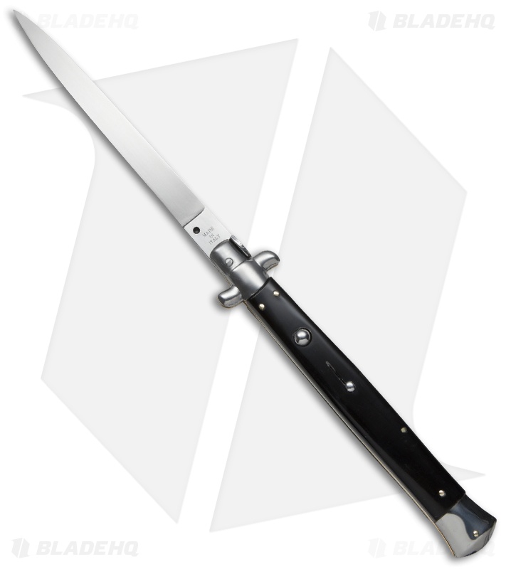 SKM 13" Italian Stiletto Automatic Knife Dark Horn (5.7" Satin Flat)