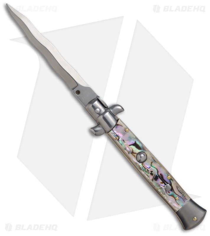 Frank B. 9" Italian Stiletto Automatic Knife Abalone (4" Polish)