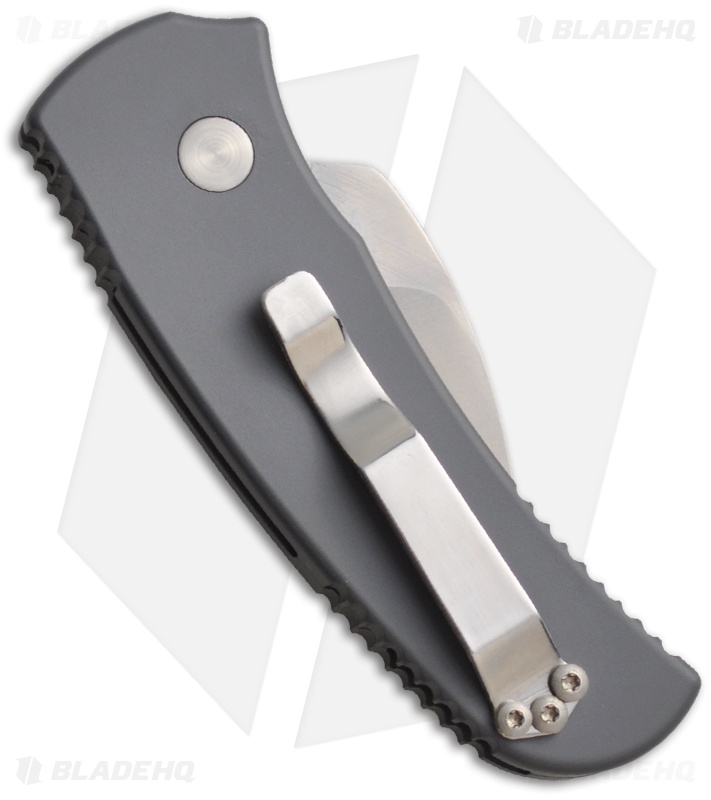 DKD Shark Tooth Automatic Knife Grey Aluminum (1.9" Satin Plain) USA Made