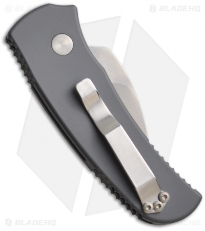 DKD Shark Tooth Automatic Knife Grey Aluminum (1.9" Satin Plain) USA Made