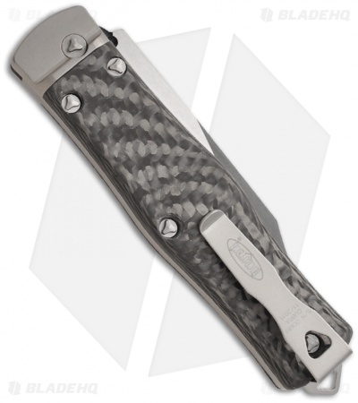 Microtech OSS Cobra Bowie Knife Auto Carbon Fiber (3.75" Stonewash Plain) 137-10