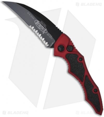 Microtech Kestrel Red Tactical Automatic Knife (3.95" Black Serr) 131-2RD