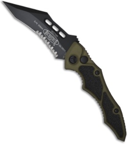 Microtech Vector Green Automatic Knife (3.95" Black Serr) 132-2GR