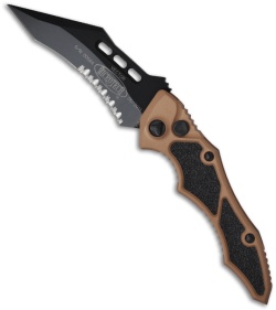 Microtech Vector Desert Brown Automatic Knife (3.95" Black Serr) 132-2TA