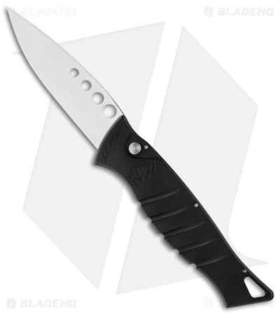 Piranha Amazon Automatic Knife w/ Black Handle (3.5" Mirror Plain)
