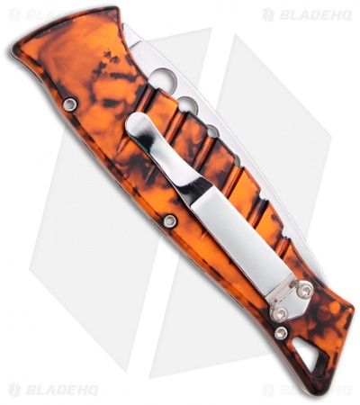 Piranha Amazon Automatic Knife Burnt Orange (3.45" Mirror)