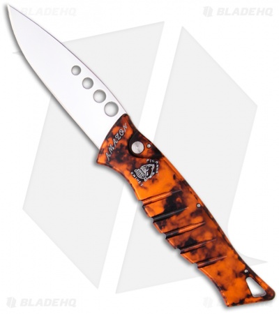 Piranha Amazon Automatic Knife Burnt Orange (3.45" Mirror)