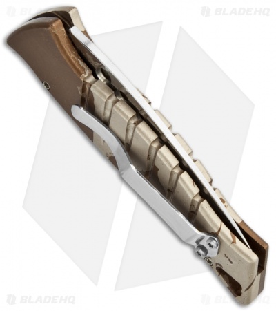 Piranha Amazon Desert Camo Automatic Knife (3.45" Mirror Serr)