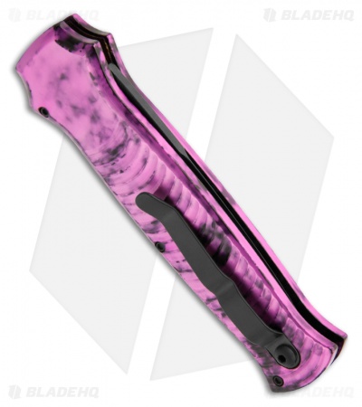 Piranha Bodyguard Automatic Knife Hot Pink w/ Black Vein Al (3.3" Black)