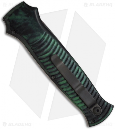 Piranha Bodyguard Automatic Knife Green Tactical (3.3" Black Serr)