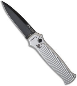 Piranha Bodyguard Automatic Knife Tactical Silver (3.3" Black Plain)