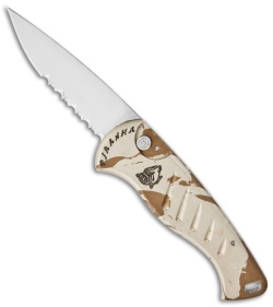 Piranha Fingerling Desert Camo Automatic Knife (2.5" Mirror Serr)