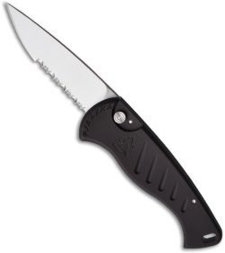 Piranha Fingerling Black Automatic Knife (2.5" Mirror Serr)