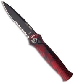 Piranha Mini-Guard Red Tactical Automatic Knife (2.9" Black Serr)