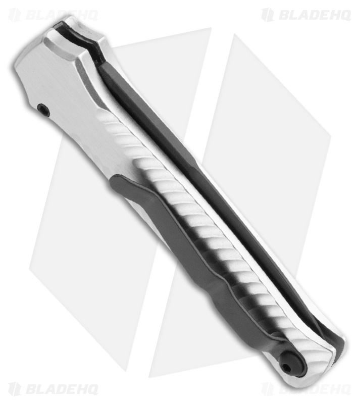 Piranha Mini-Guard Tactical Automatic Knife Silver Aluminum (2.9" Black)